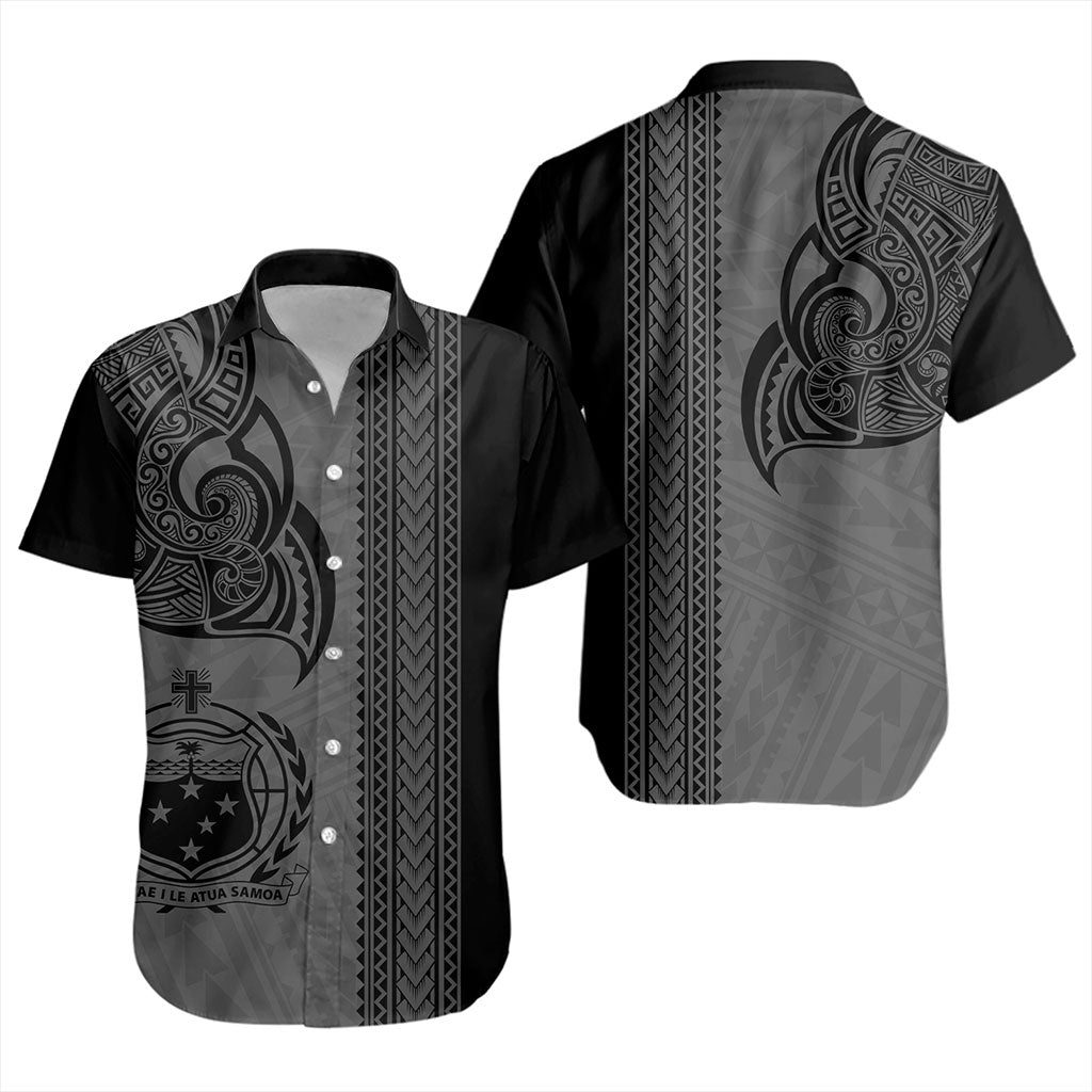 Samoa Short Sleeve Shirt Polynesia Tribal Tattoo Grey