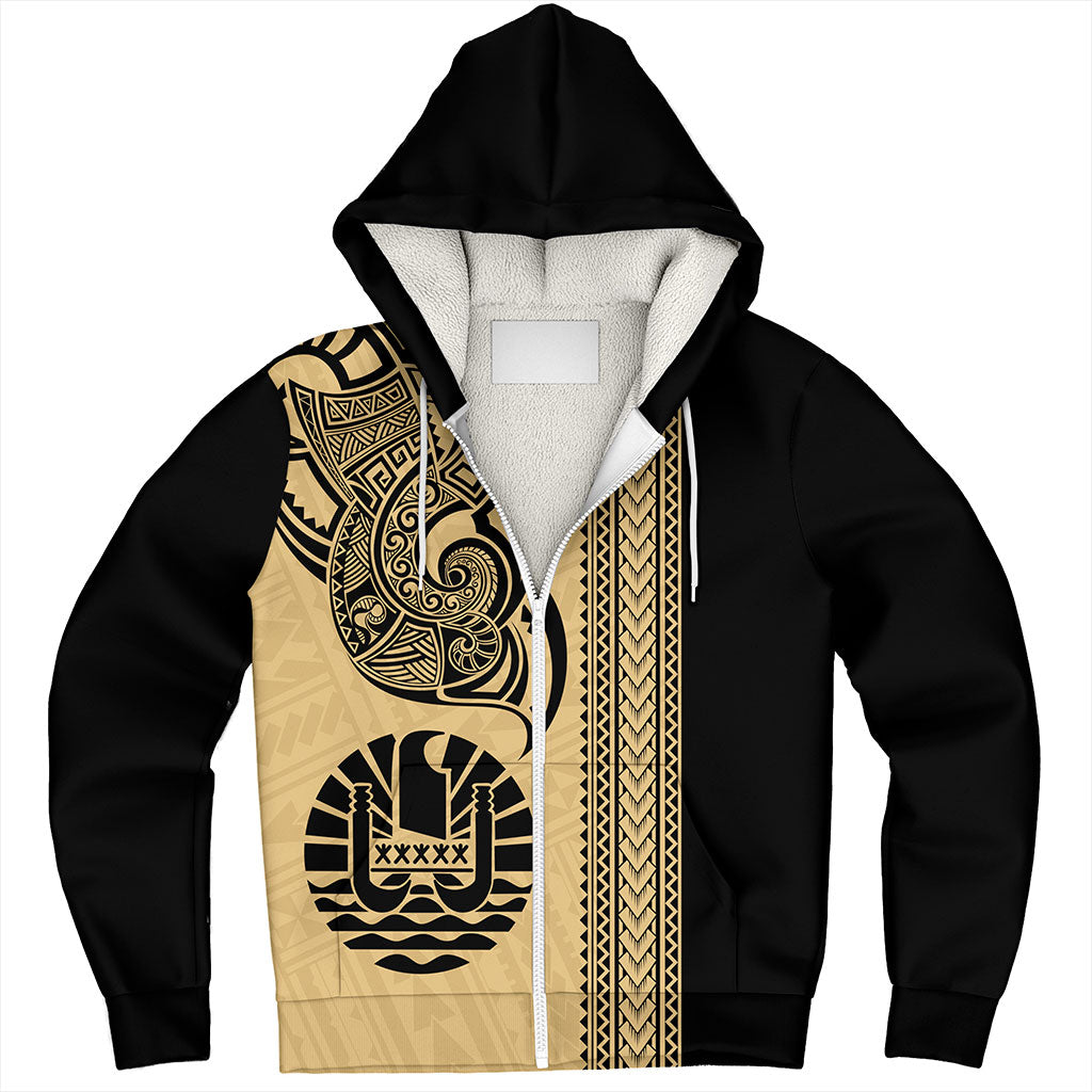 Tahiti Sherpa Hoodie French Polynesia Tribal Tattoo
