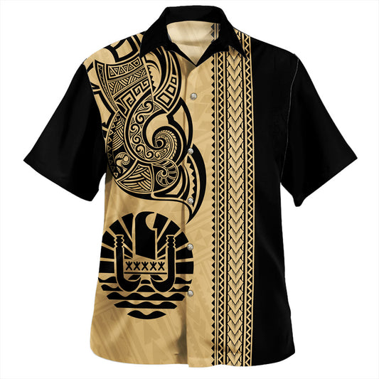 Austral Islands Hawaiian Shirt Pearl Of The Pacific Black Polynesian Tattau
