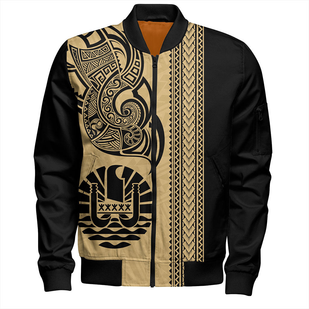 Tahiti Bomber Jacket French Polynesia Tribal Tattoo