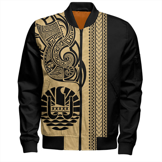 Tahiti Bomber Jacket French Polynesia Tribal Tattoo