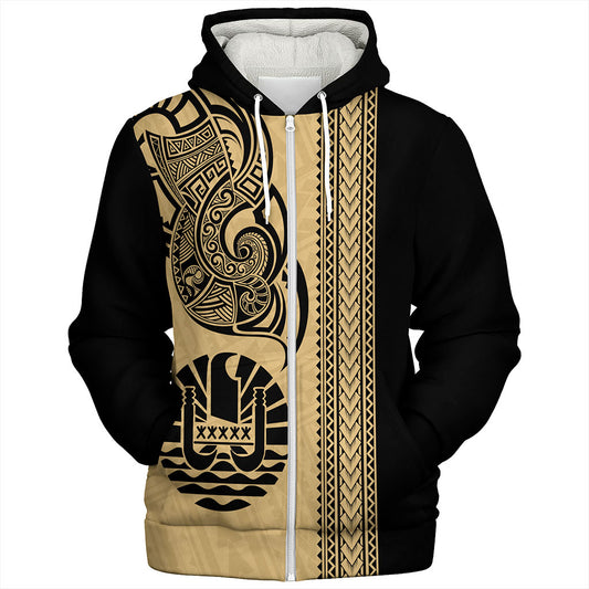Tahiti Sherpa Hoodie French Polynesia Tribal Tattoo