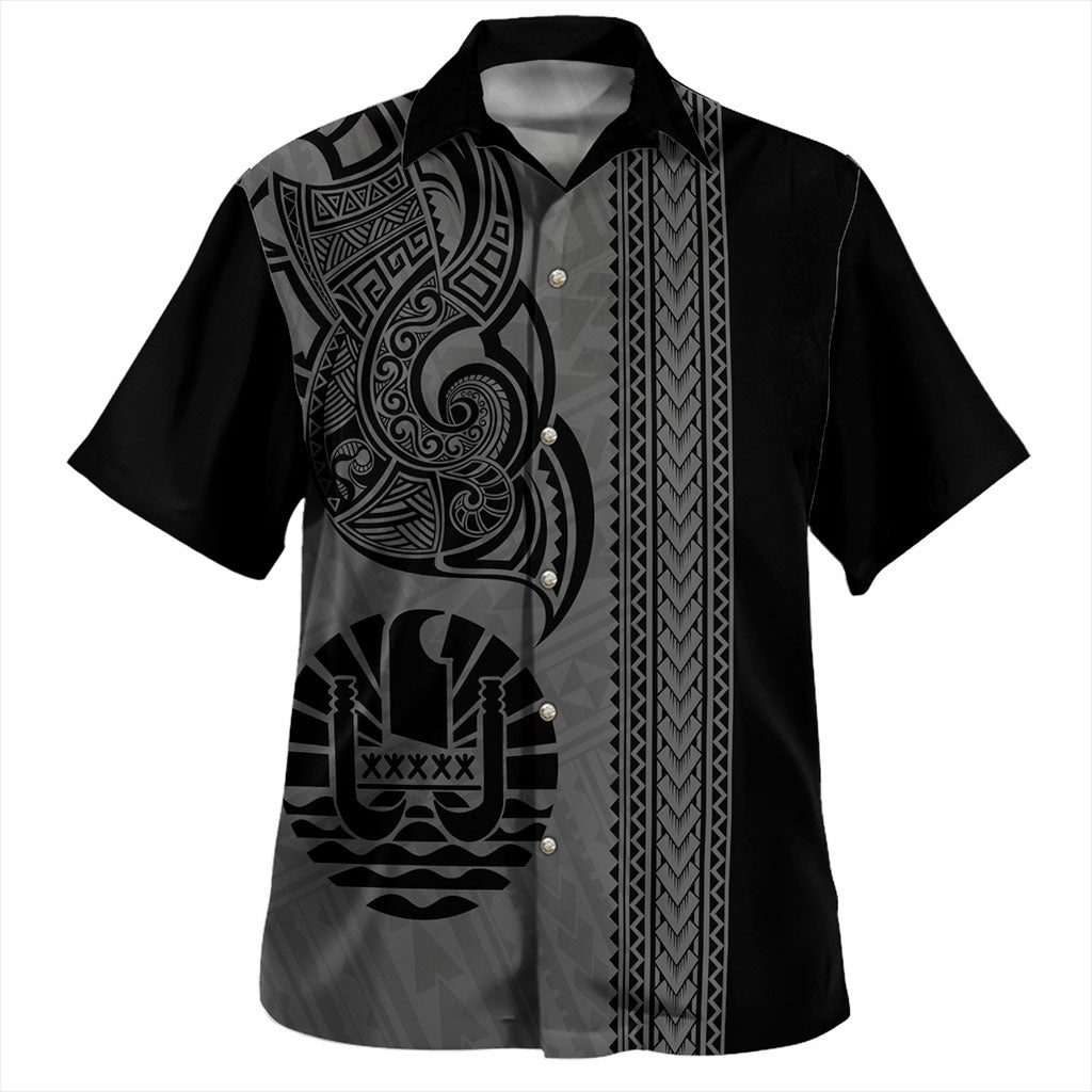 Austral Islands Hawaiian Shirt Pearl Of The Pacific Black Polynesian Tattau