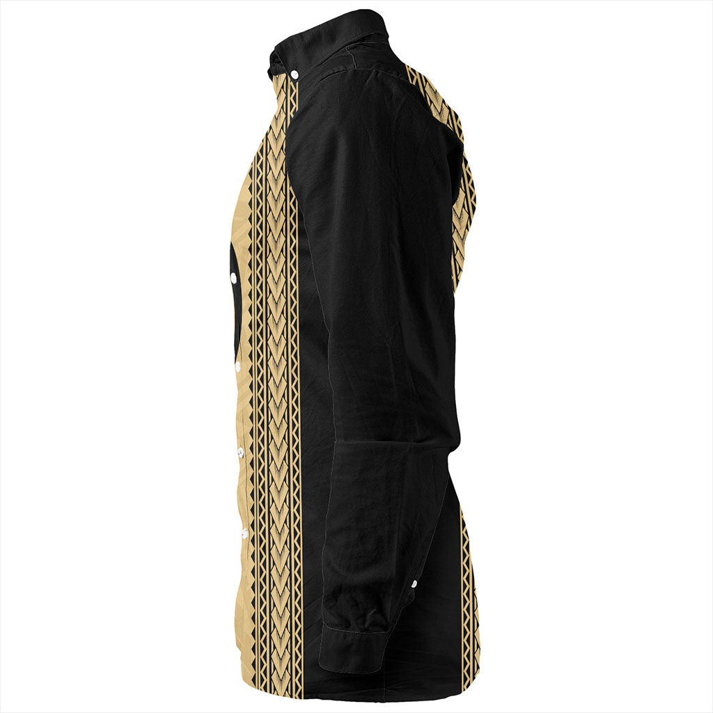 Tonga Long Sleeve Shirt Polynesia Tribal Tattoo Gold