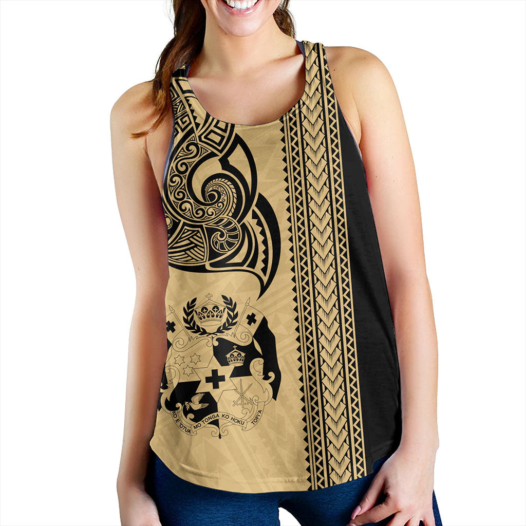 Tonga Women Tank Polynesia Tribal Tattoo Gold