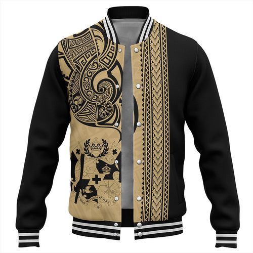 Tonga Baseball Jacket Polynesia Tribal Tattoo Gold