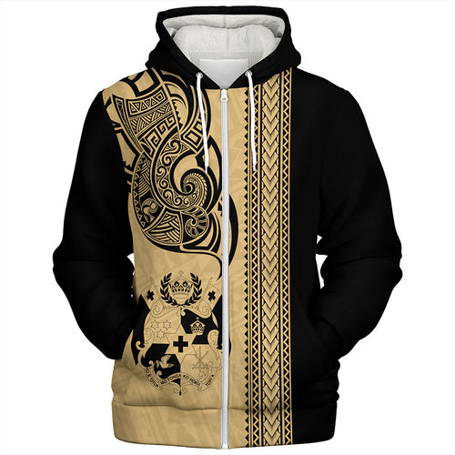 Tonga Sherpa Hoodie Polynesia Tribal Tattoo Gold