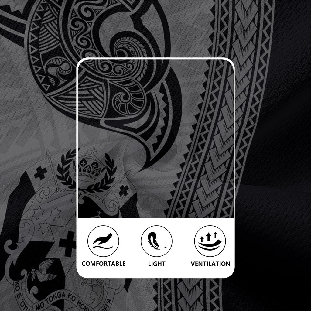 Tonga Rugby Jersey Polynesia Tribal Tattoo Grey