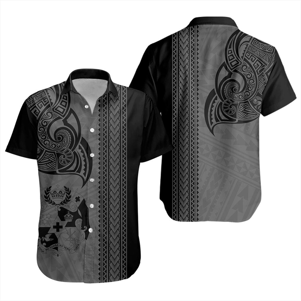 Tonga Short Sleeve Shirt Polynesia Tribal Tattoo Grey