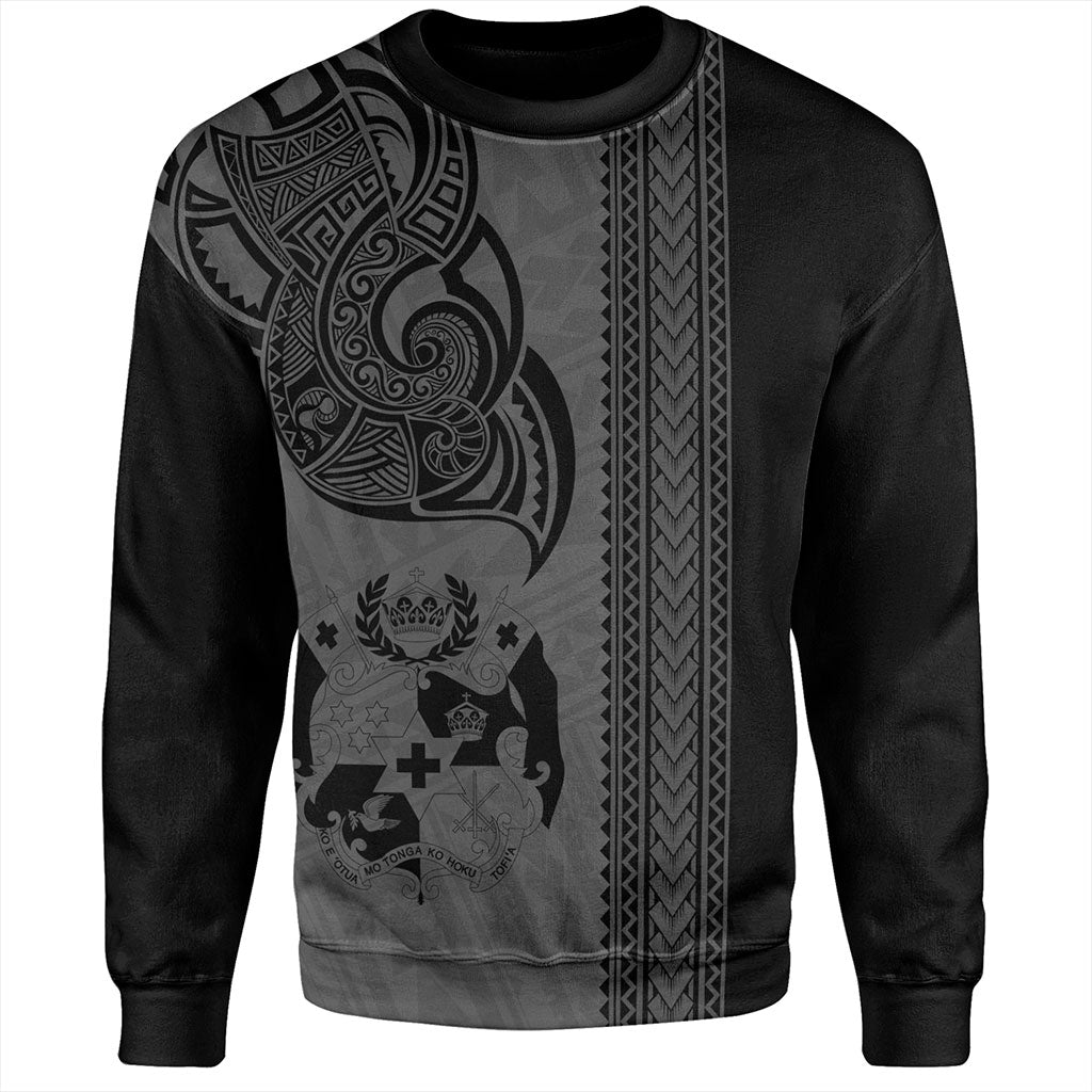 Tonga Sweatshirt Polynesia Tribal Tattoo Grey