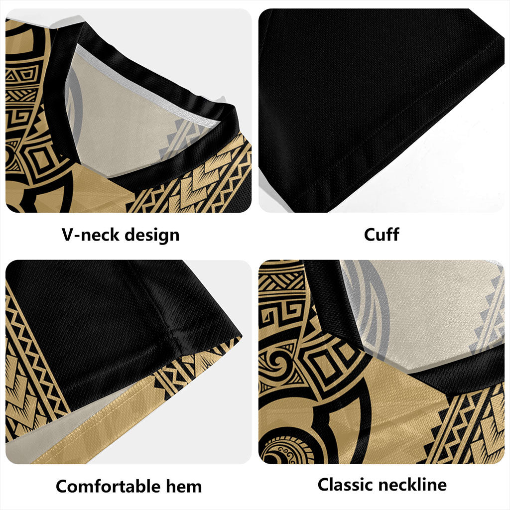 Vanuatu Rugby Jersey Polynesia Tribal Tattoo Gold