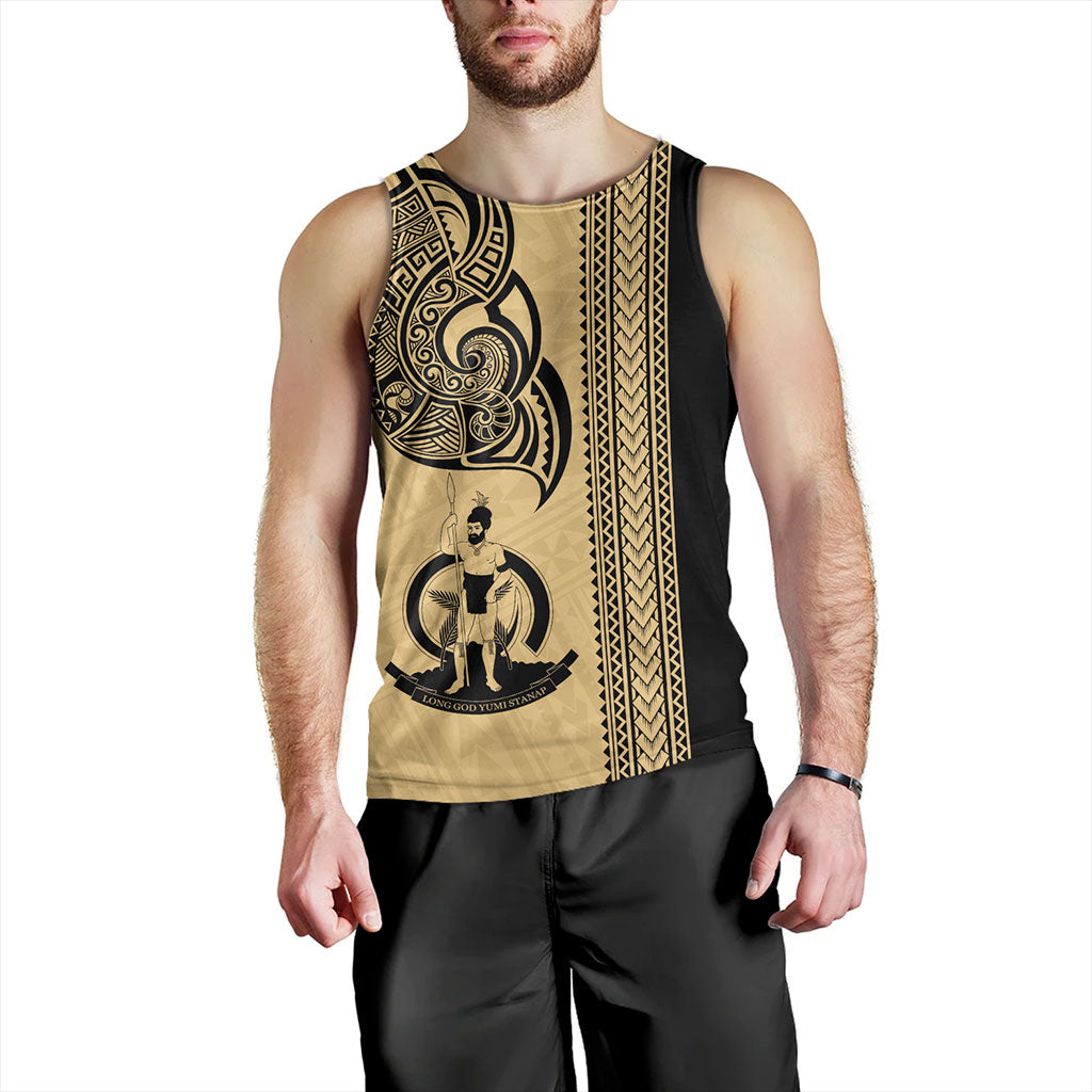 Vanuatu Tank Top Polynesia Tribal Tattoo Gold