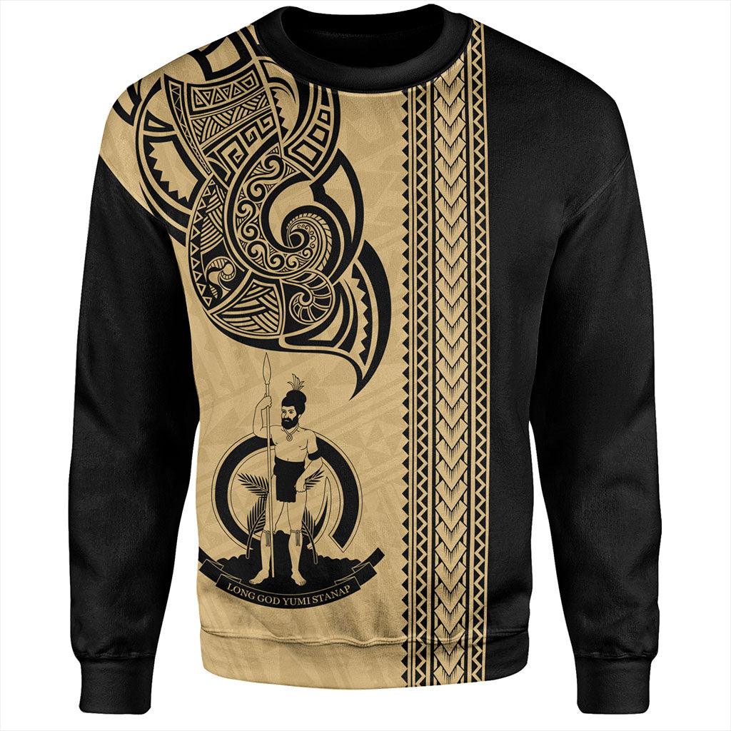 Vanuatu Sweatshirt Polynesia Tribal Tattoo Gold