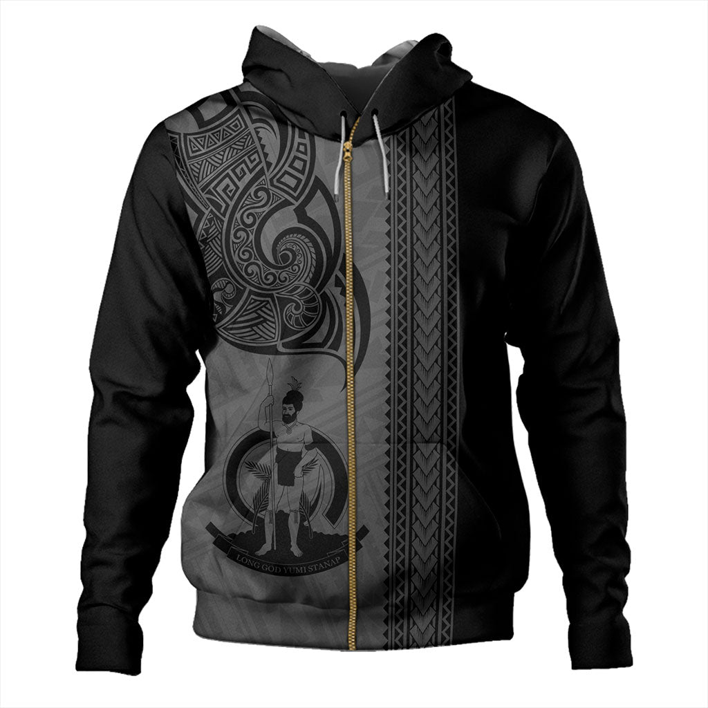 Vanuatu Hoodie Polynesia Tribal Tattoo Grey