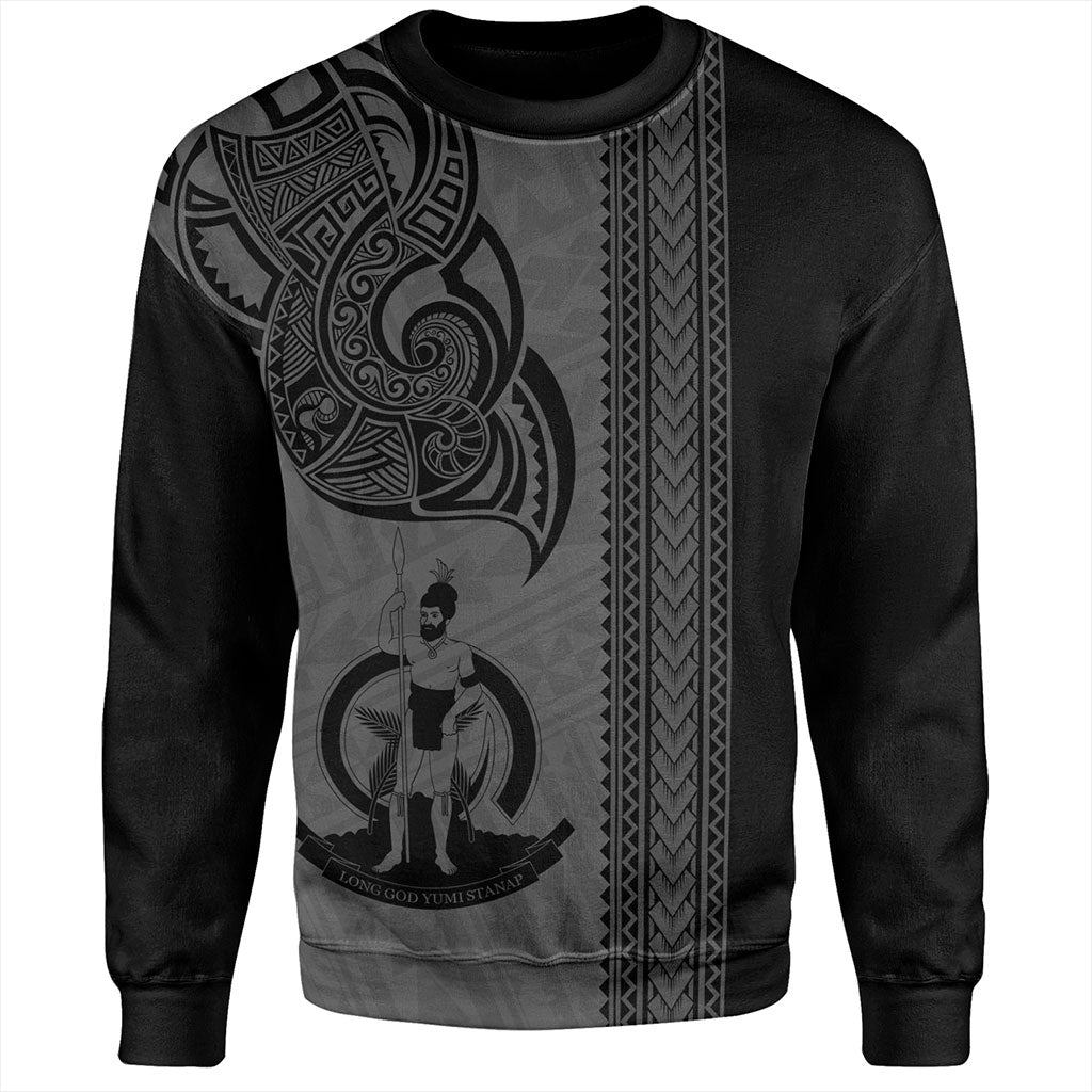 Vanuatu Sweatshirt Polynesia Tribal Tattoo Grey