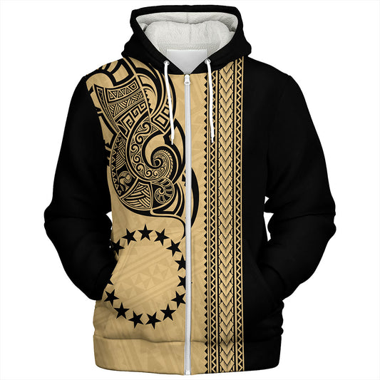 Cook Islands Sherpa Hoodie Polynesian Coat Of Arms Tribal Tattoo