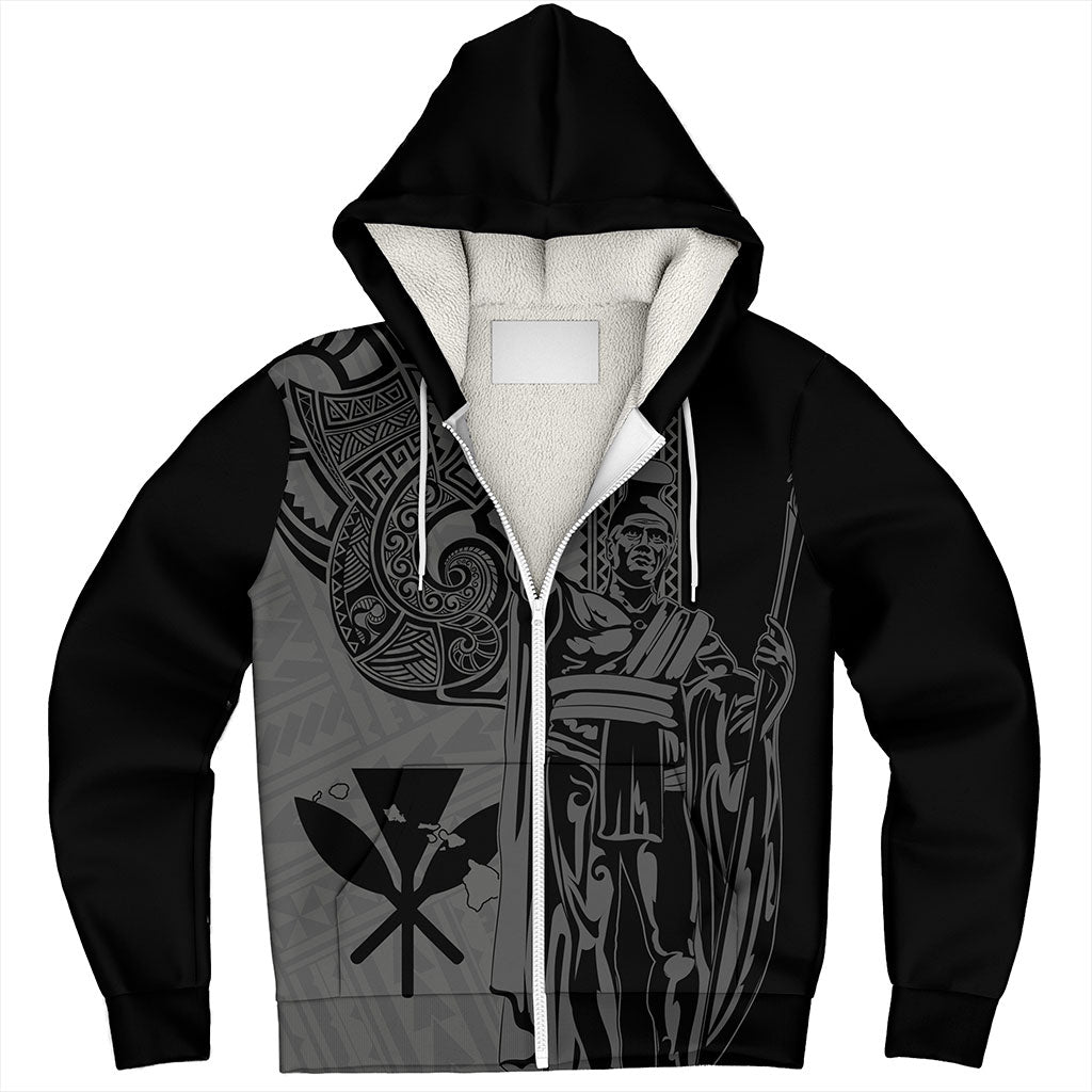 Hawaii Sherpa Hoodie Polynesian Tribal Tattoo King Kamehameha