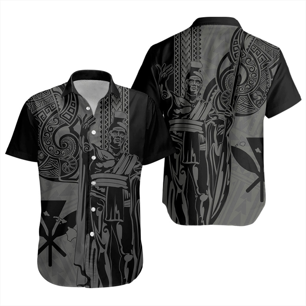 Hawaii Short Sleeve Shirt Polynesian Tribal Tattoo King Kamehameha