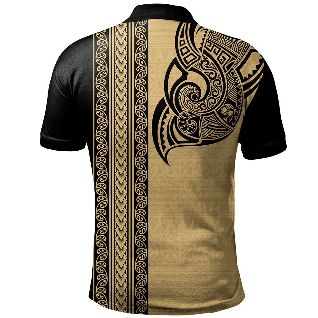 New Zealand Polo Shirt Maori Tribal Silver Fern Tattoo