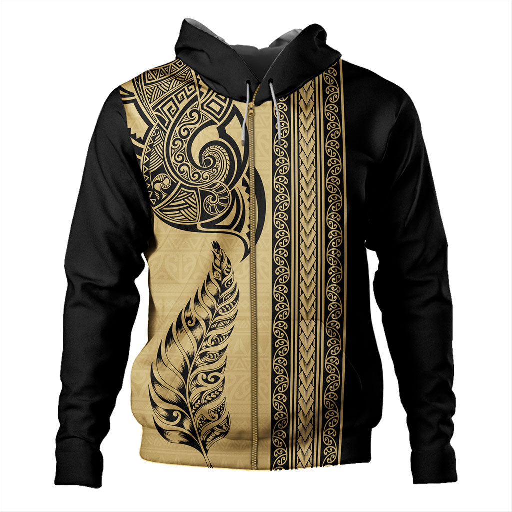 New Zealand Hoodie Maori Tribal Silver Fern Tattoo