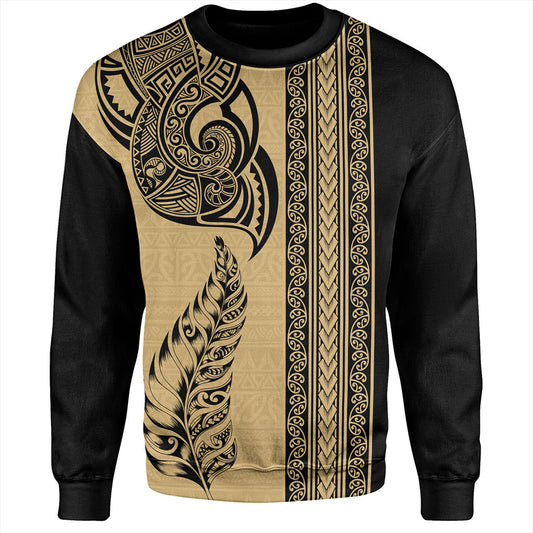 New Zealand Sweatshirt Maori Tribal Silver Fern Tattoo