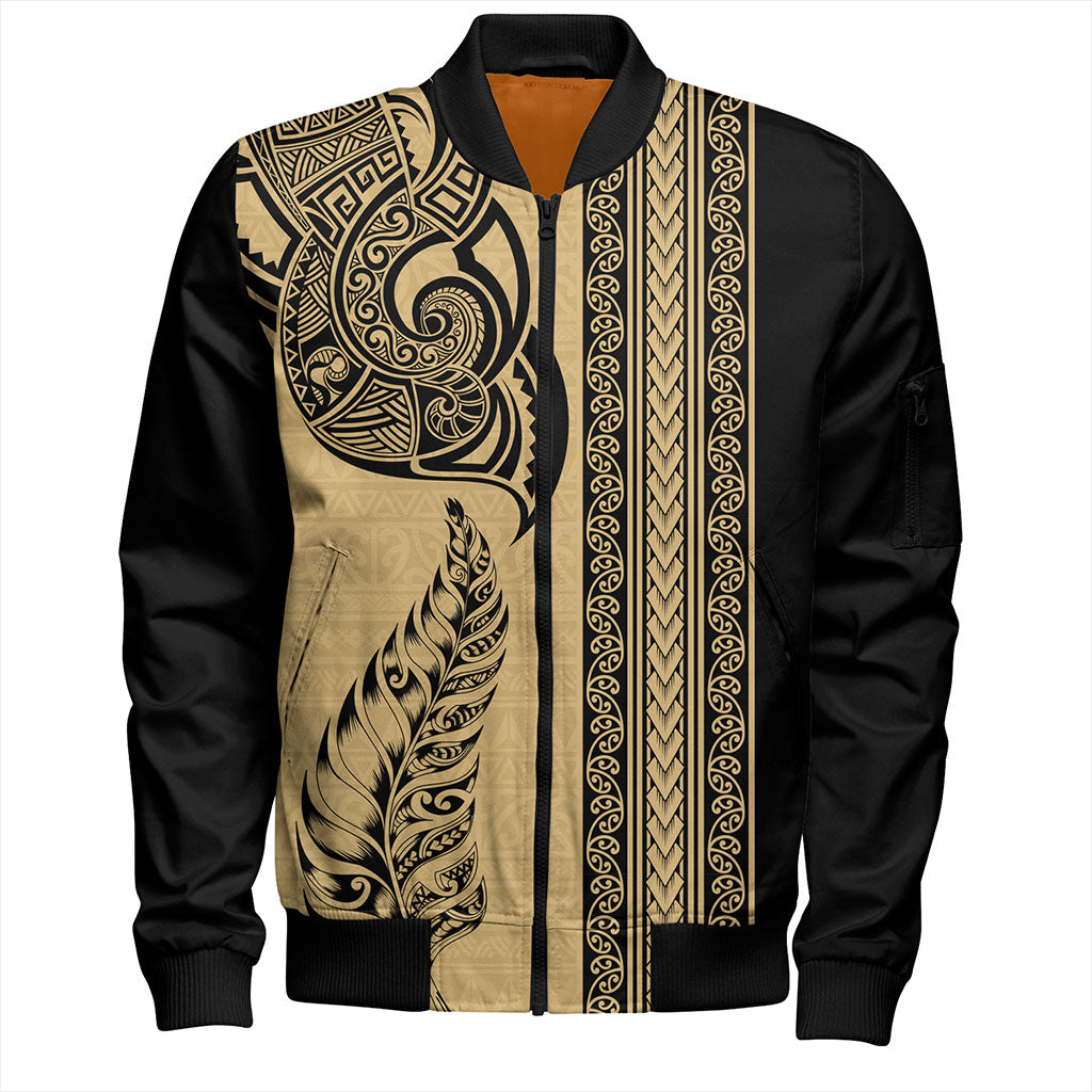 New Zealand Bomber Jacket Maori Tribal Silver Fern Tattoo
