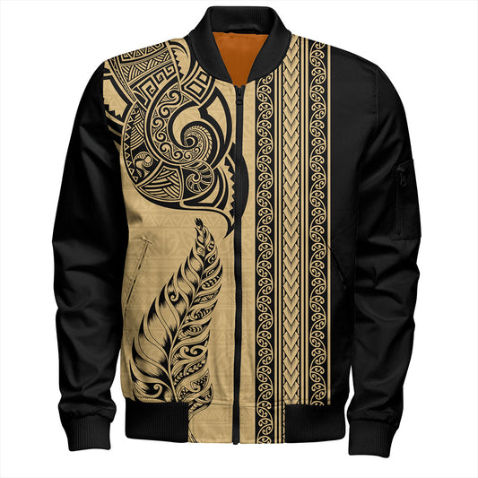 New Zealand Bomber Jacket Maori Tribal Silver Fern Tattoo