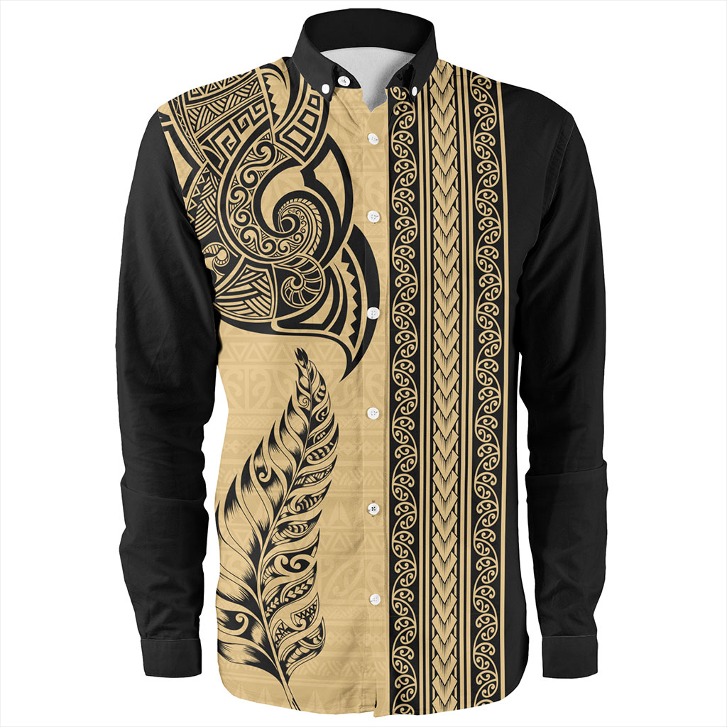 New Zealand Long Sleeve Shirt Maori Tribal Silver Fern Tattoo