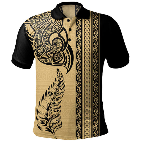 New Zealand Polo Shirt Maori Tribal Silver Fern Tattoo