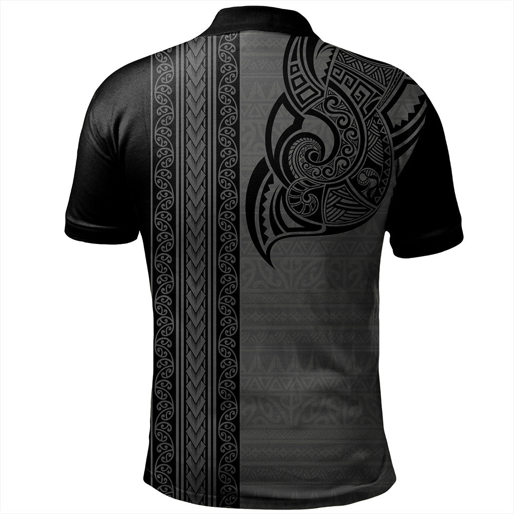 New Zealand Polo Shirt Maori Tribal Silver Fern Tattoo