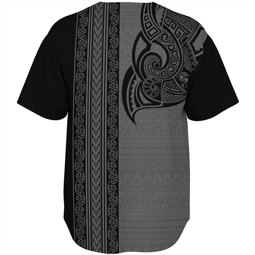 New Zealand Baseball Shirt Maori Tribal Silver Fern Tattoo