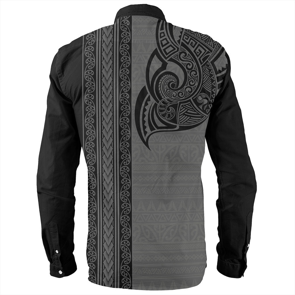 New Zealand Long Sleeve Shirt Maori Tribal Silver Fern Tattoo