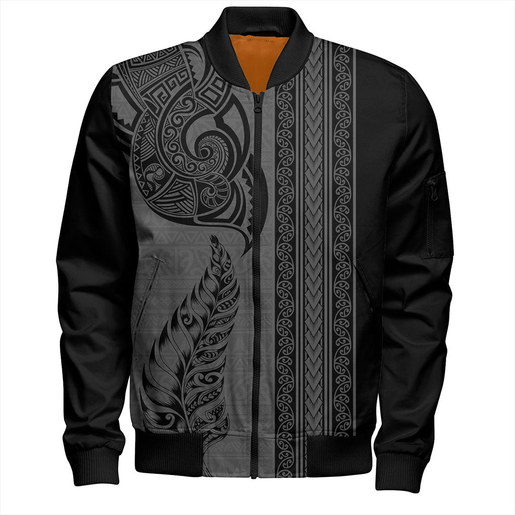 New Zealand Bomber Jacket Maori Tribal Silver Fern Tattoo