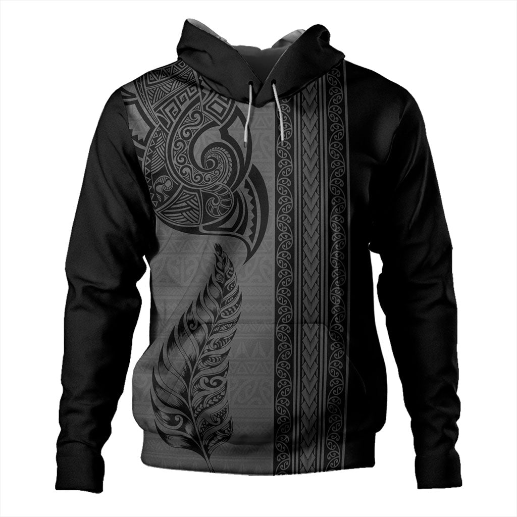 New Zealand Hoodie Maori Tribal Silver Fern Tattoo