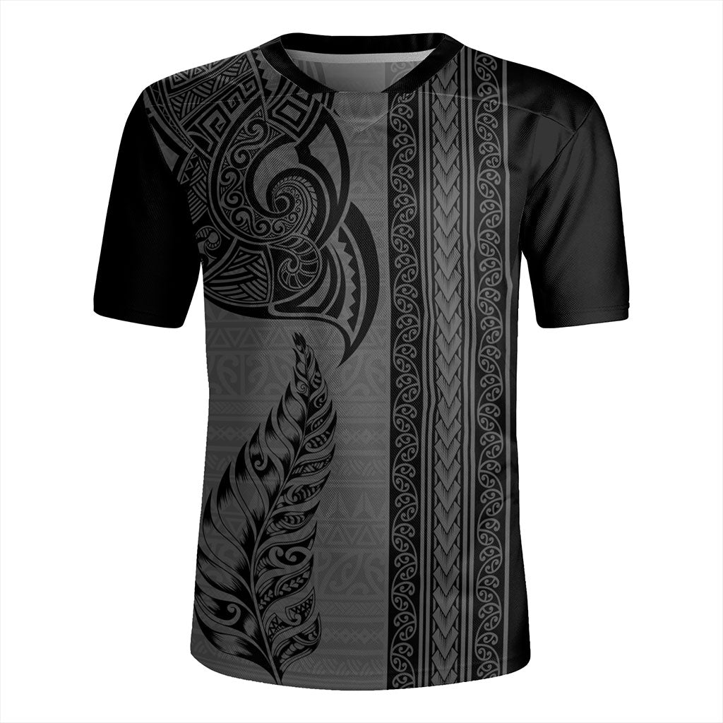 New Zealand Rugby Jersey Maori Tribal Silver Fern Tattoo