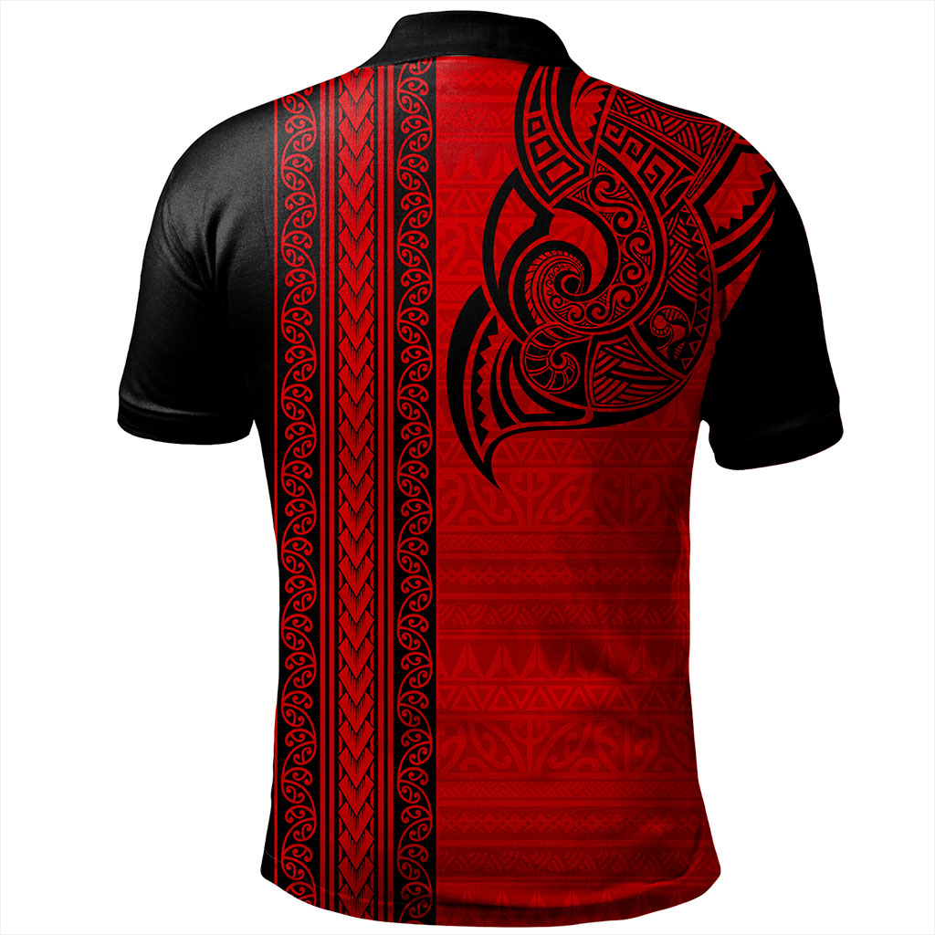 New Zealand Polo Shirt Maori Tribal Silver Fern Tattoo