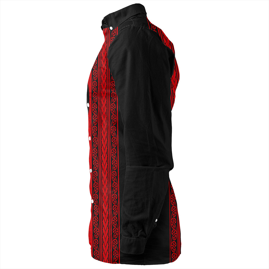 New Zealand Long Sleeve Shirt Maori Tribal Silver Fern Tattoo