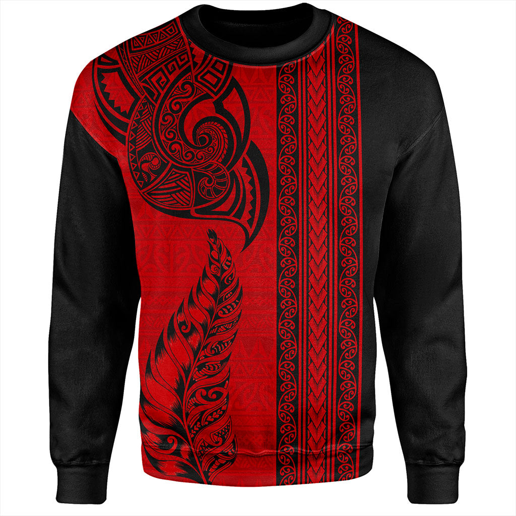 New Zealand Sweatshirt Maori Tribal Silver Fern Tattoo