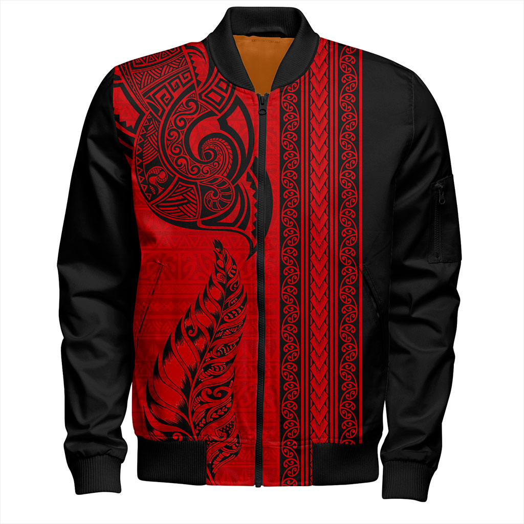 New Zealand Bomber Jacket Maori Tribal Silver Fern Tattoo