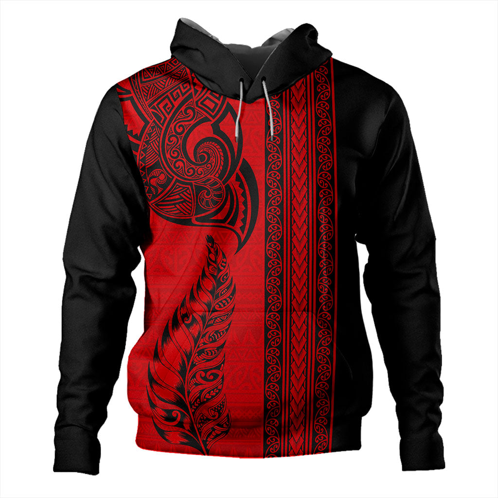 New Zealand Hoodie Maori Tribal Silver Fern Tattoo