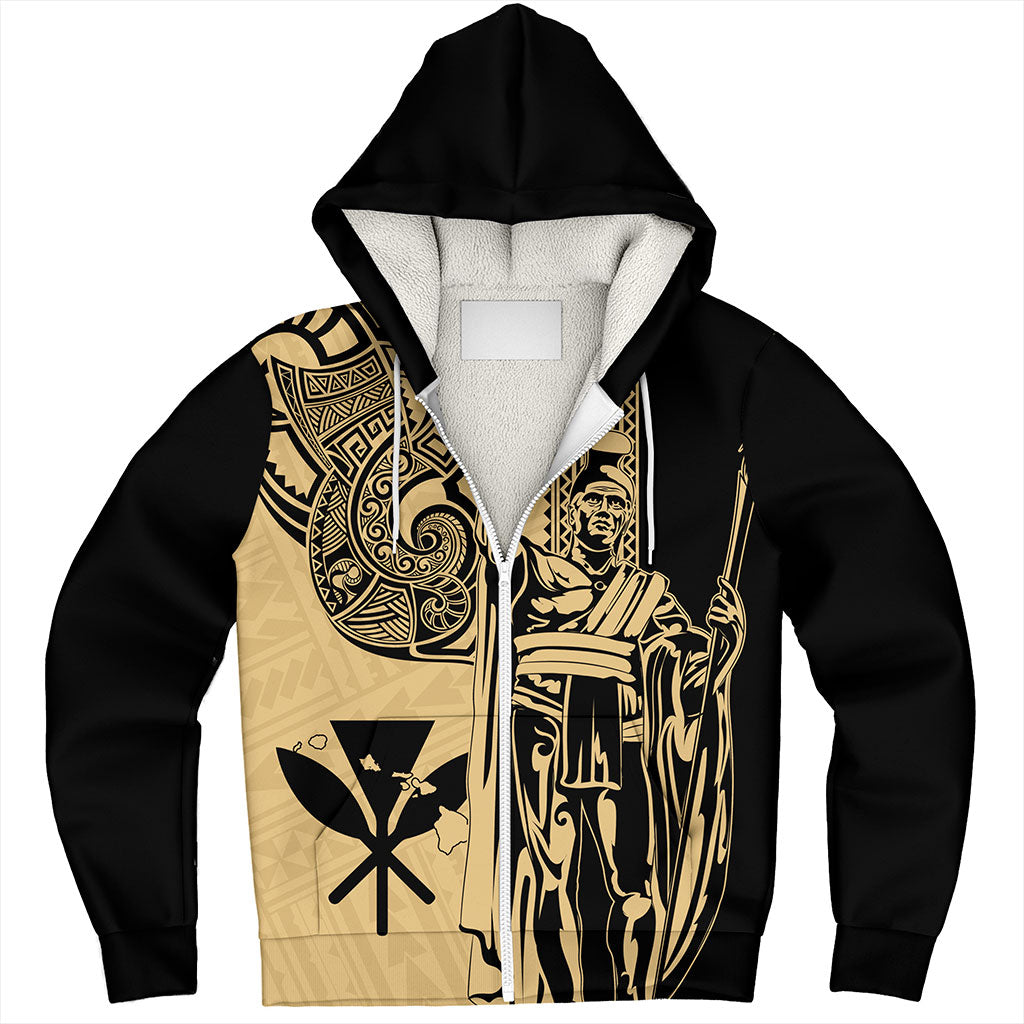Hawaii Sherpa Hoodie Polynesian Tribal Tattoo King Kamehameha