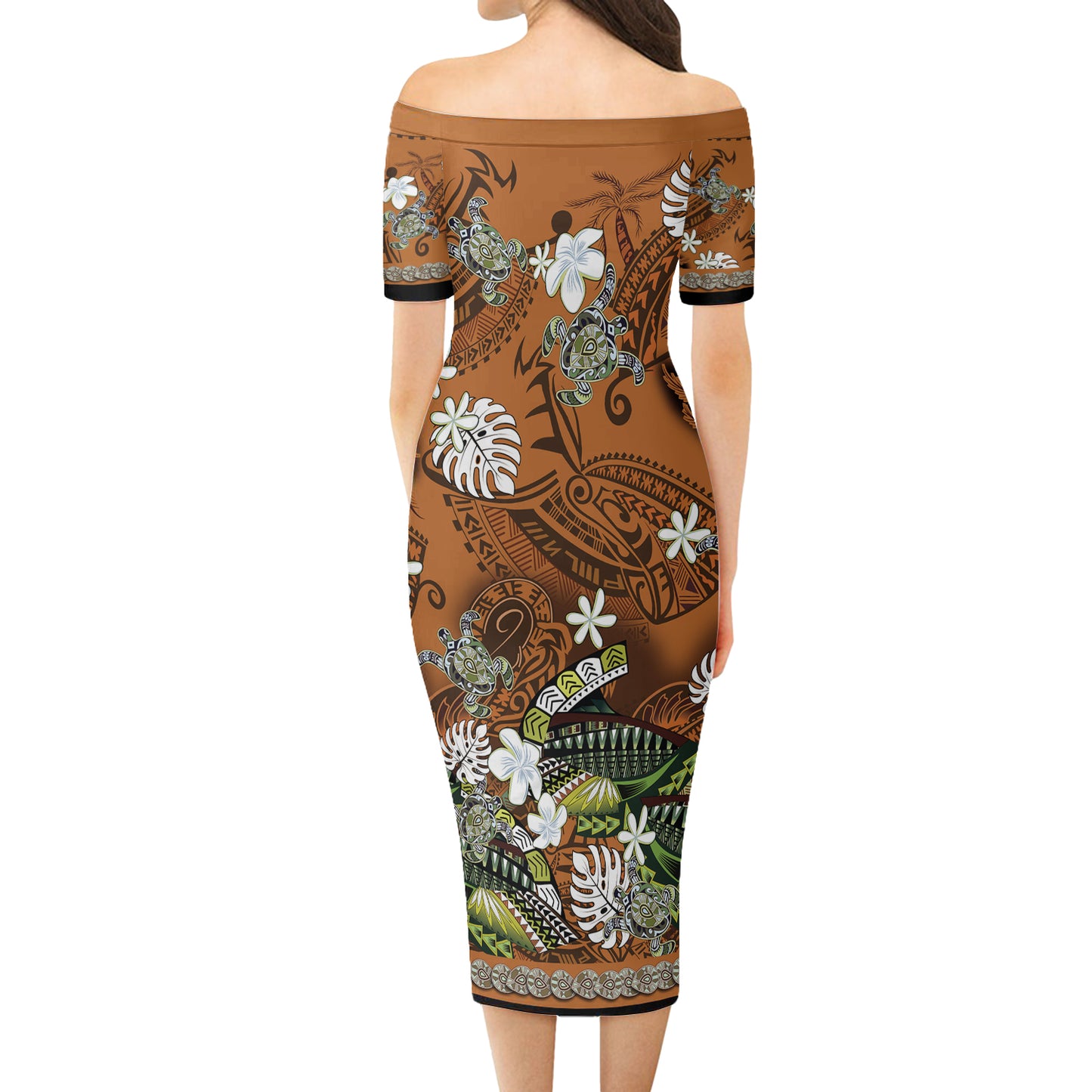 Hawaii Combo Short Sleeve Dress And Shirt Polynesia Floral And Tribal Islands