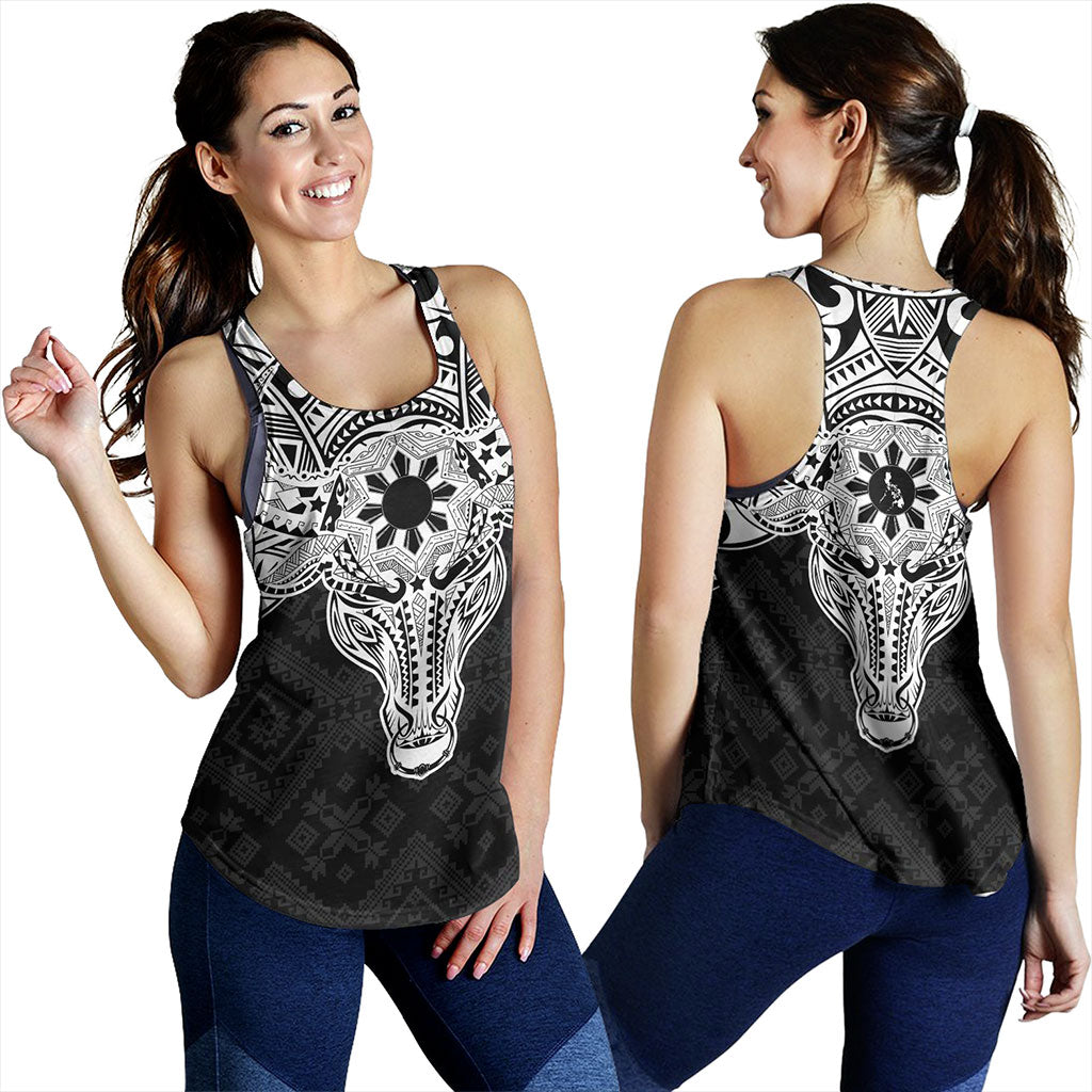 Philippines Filipinos Women Tank Polynesian Buffalo Tapa Tribal Print