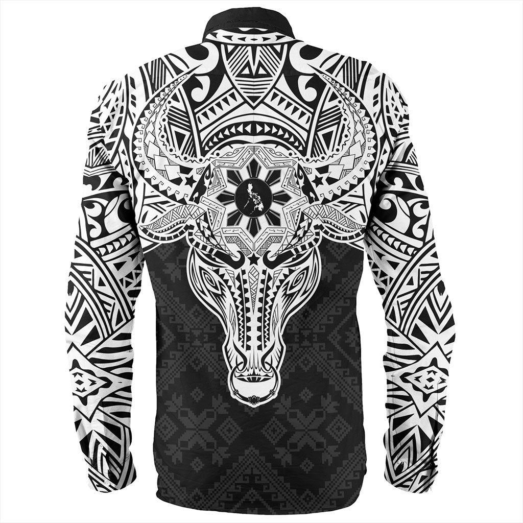 Philippines Filipinos Long Sleeve Shirt Polynesian Buffalo Tapa Tribal Print