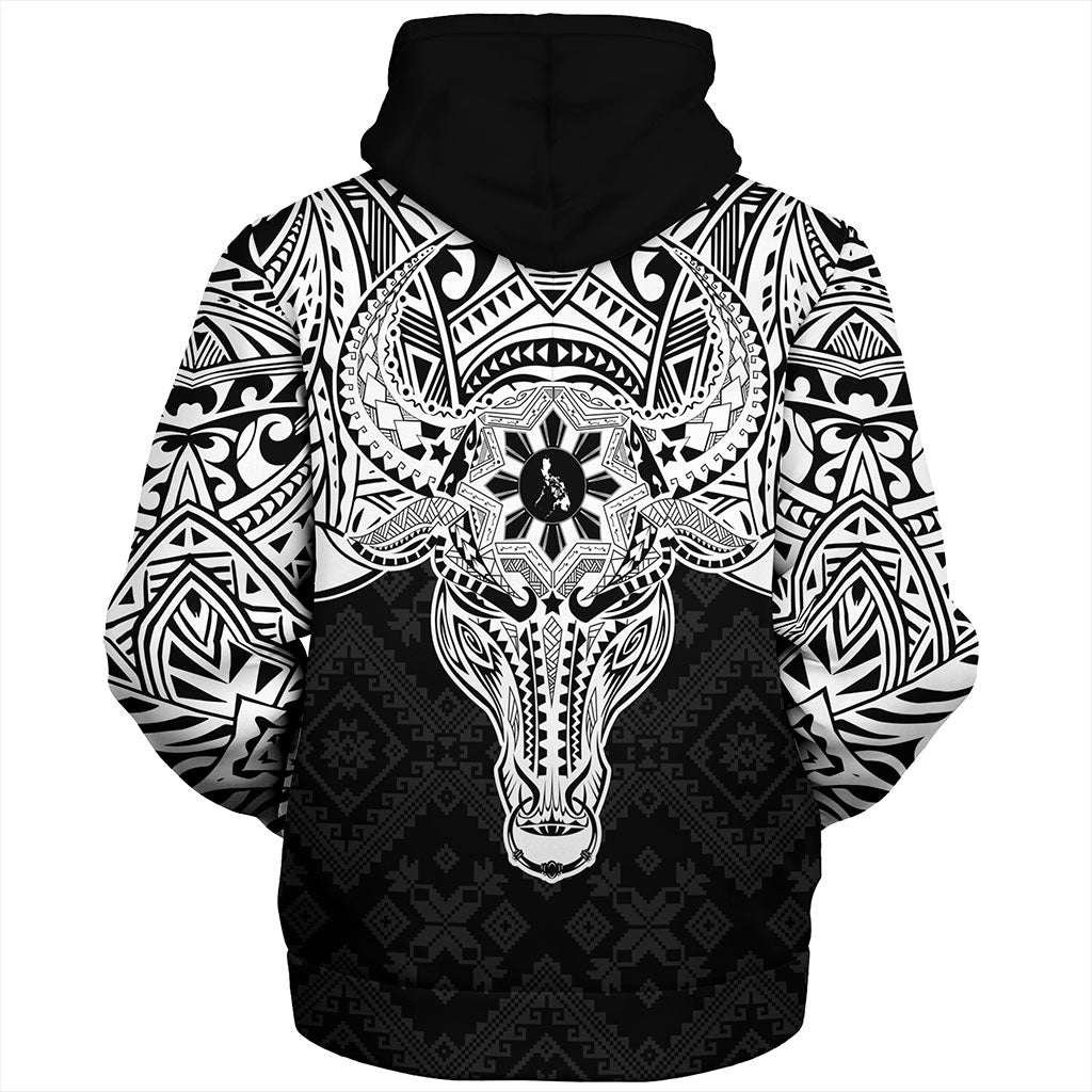 Philippines Filipinos Sherpa Hoodie Polynesian Buffalo Tapa Tribal Print