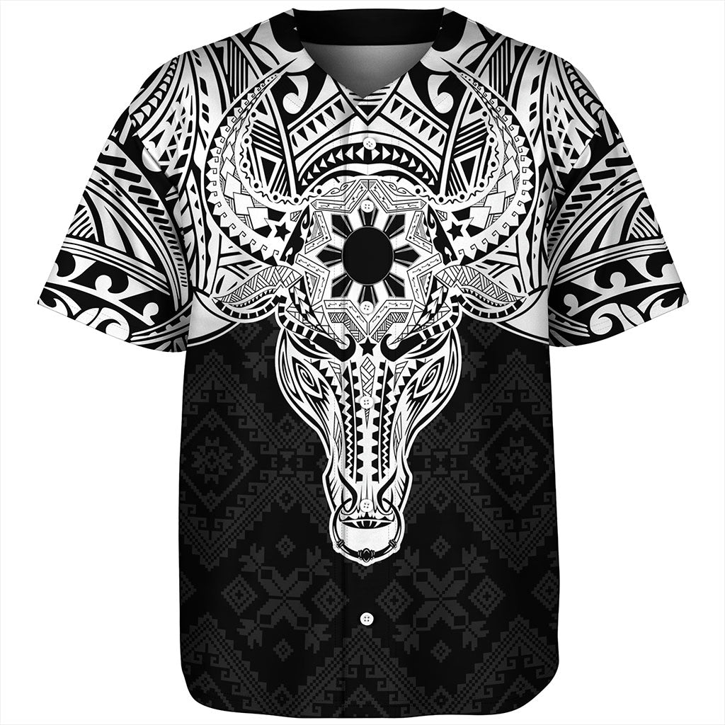 Philippines Filipinos Baseball Shirt Polynesian Buffalo Tapa Tribal Print