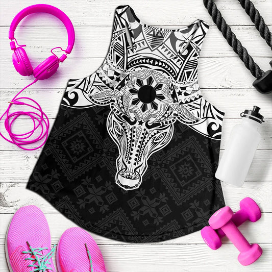Philippines Filipinos Women Tank Polynesian Buffalo Tapa Tribal Print