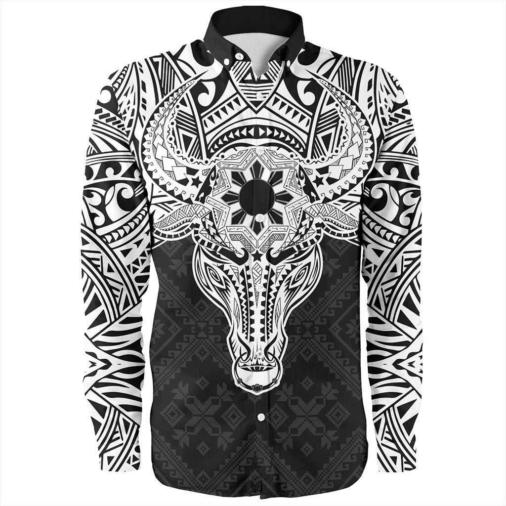 Philippines Filipinos Long Sleeve Shirt Polynesian Buffalo Tapa Tribal Print