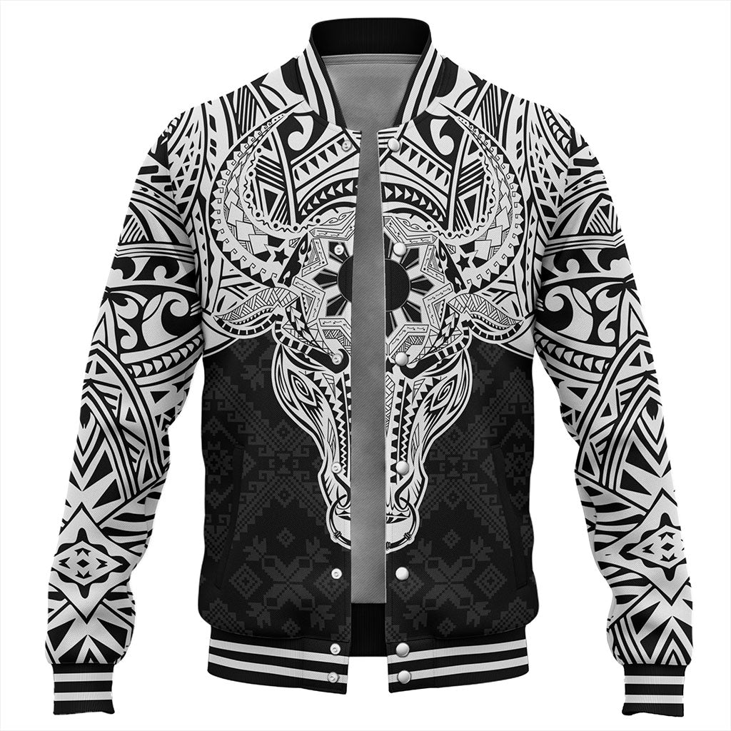 Philippines Filipinos Baseball Jacket Polynesian Buffalo Tapa Tribal Print