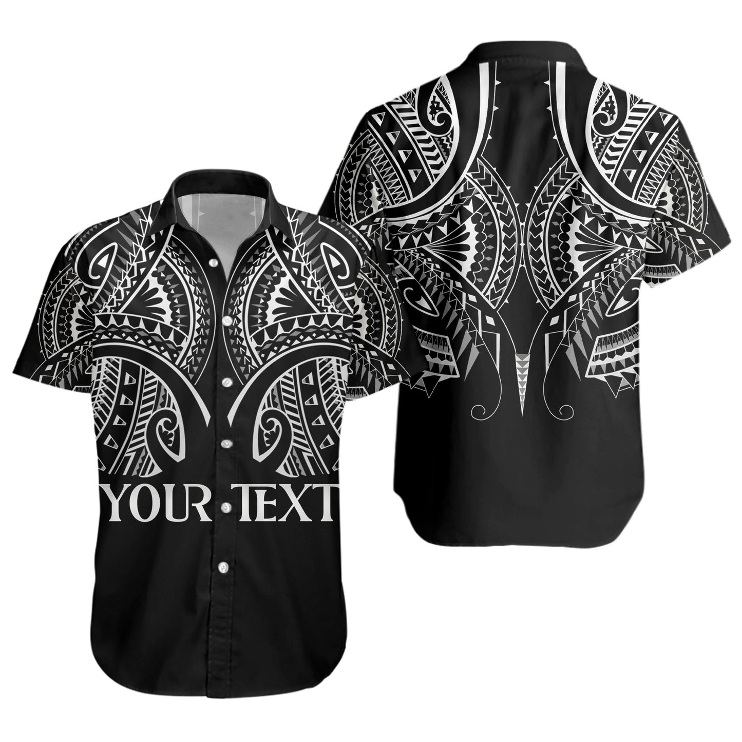 Hawaii Custom Personalised Short Sleeve Shirt Black Polynesian Tribal Tatau Design